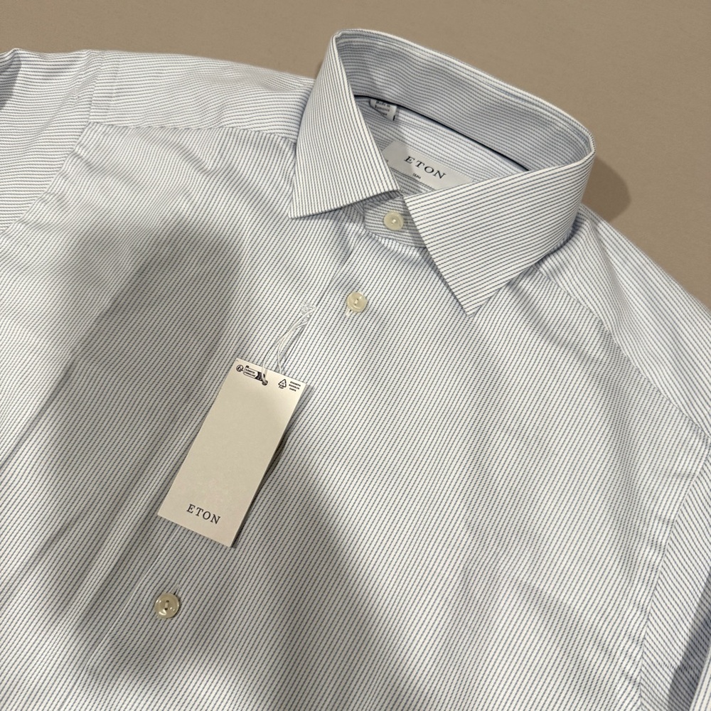 Eton Light Blue Striped Dress Shirt